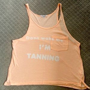 EUC. Wildfox loose peach racerback tank “Don’t Wake Me I’m Tanning”